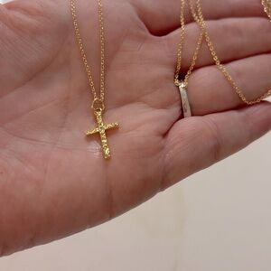 18” gold filled necklace with cross charm